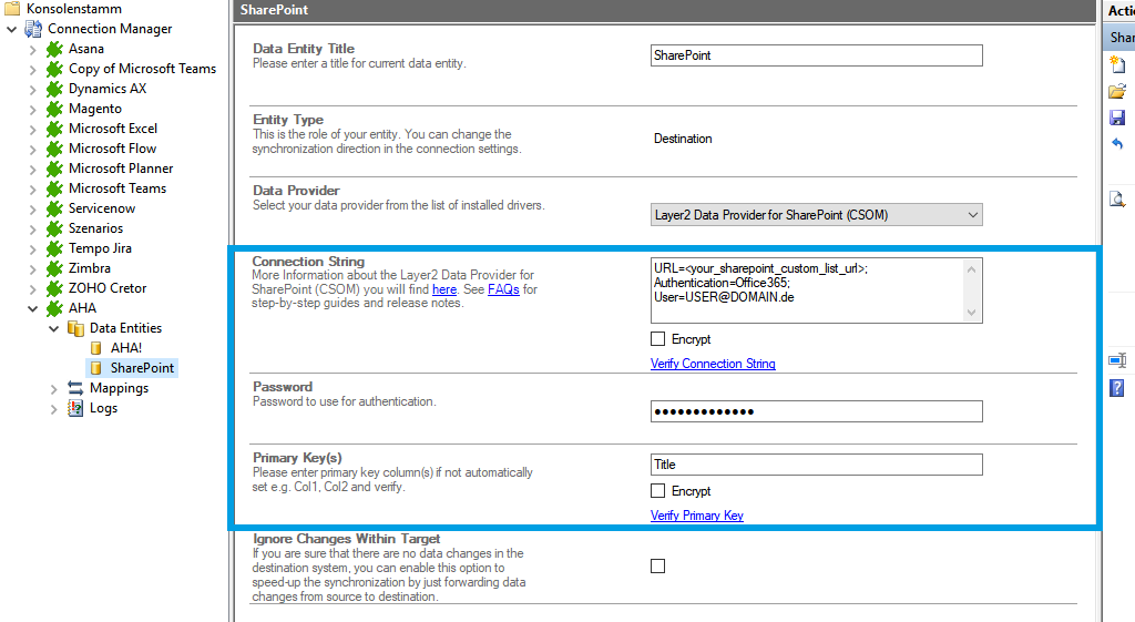 Target setup for aha! integration in the Layer2 Cloud Connector