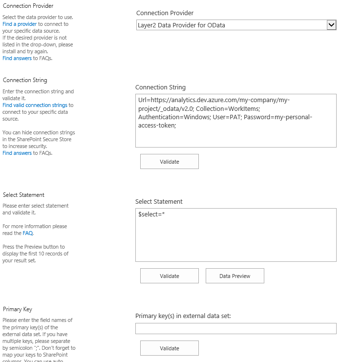 Sample of Visual Studio SharePoint Connection