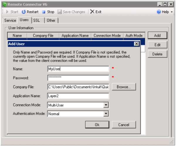 CData QuickBooks Provider Remote Connector Settings