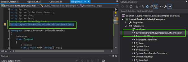 Layer2 Business Data List Connector Programming