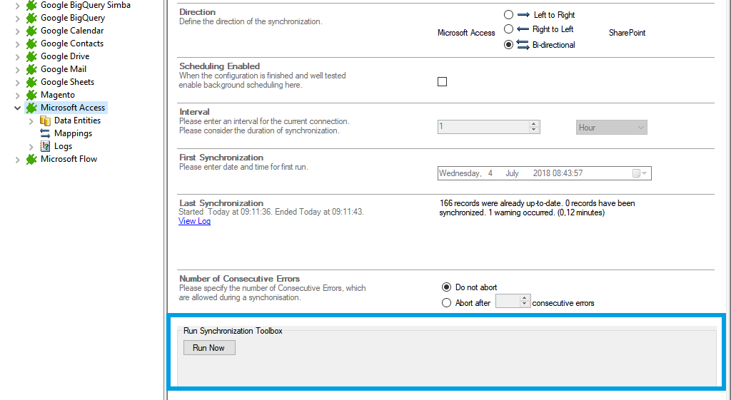 Run the Access integration with the Layer2 Cloud Connector