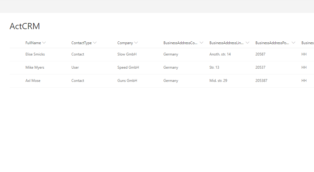 Finished ActCRM integration