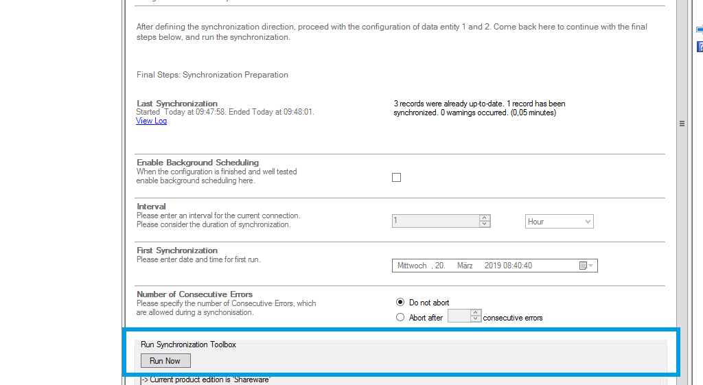 Step 5 Active Directory data integration start