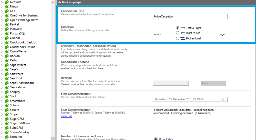 Step 1 ActiveCampaign connection setup