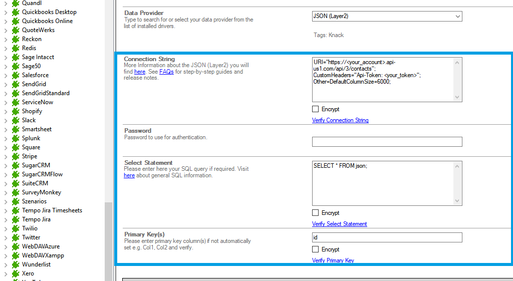 Step 2.5 ActiveCampaign integration connection string setup