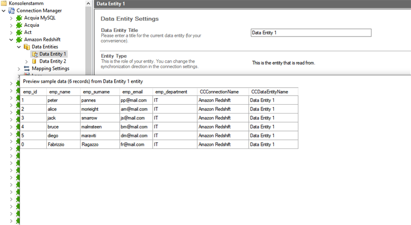 Preview data of Amazon Redshift integration