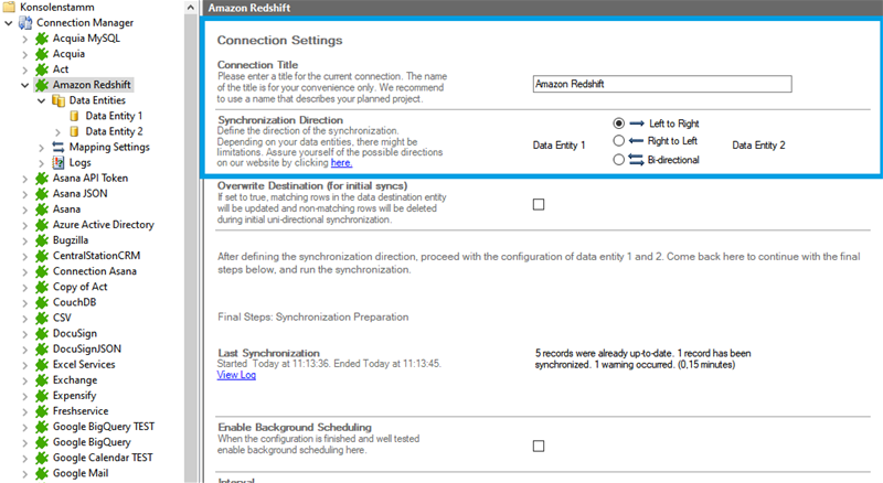 Step 1 Amazon Redshift connection setup