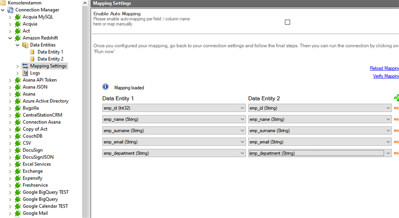 Step 4 Amazon Redshift integration mapping