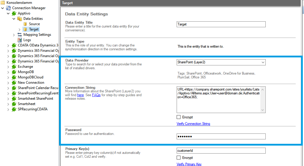 Target setup for apptivo integration in the Layer2 Cloud Connector