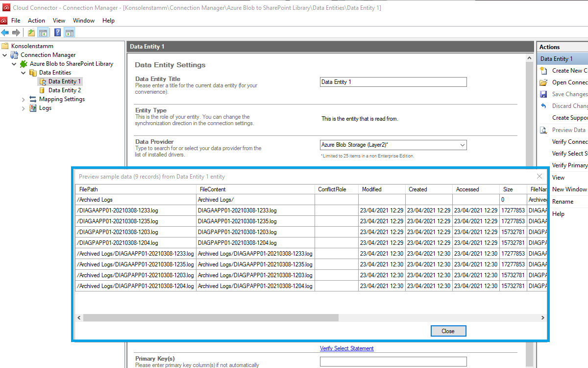 Layer2 Cloud Connector Data Preview