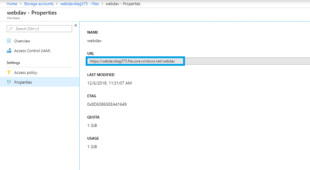 Azure file storage url