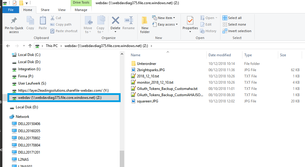 Azure mapped folder