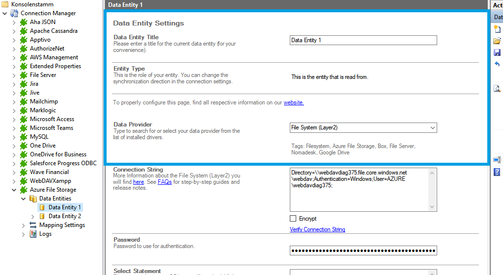 Source setup for Azure File Storage integration in the Layer2 Cloud Connector