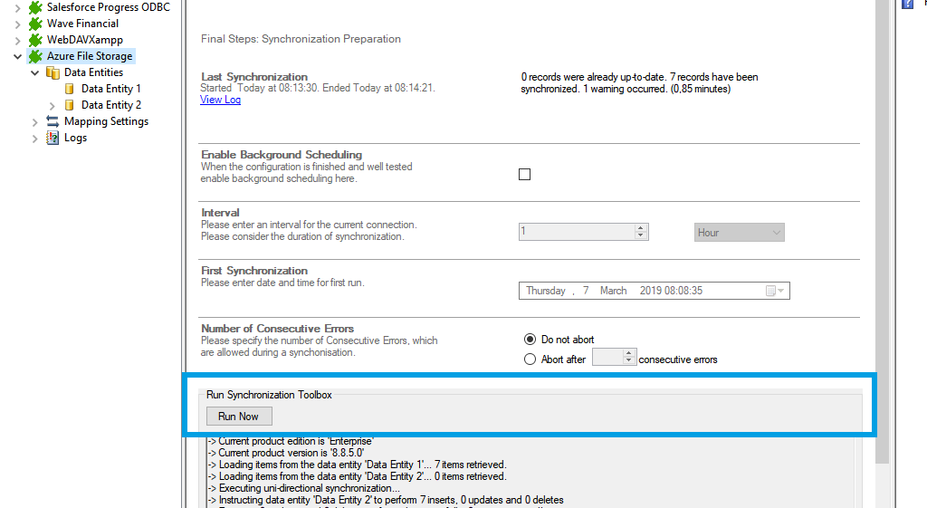 Step 5 Azure file storage data integration start Start the data integration of Azure File Storage