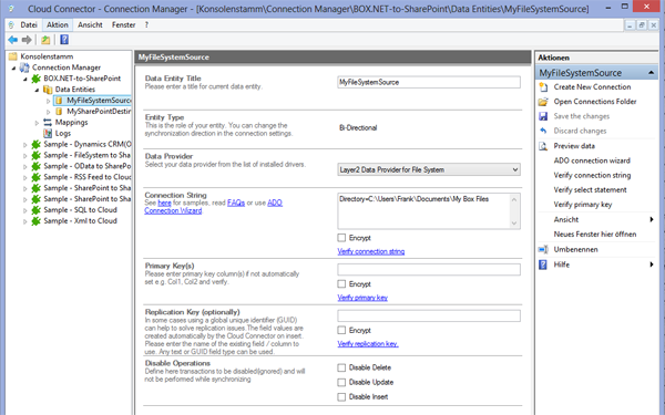 Sample configuration for connecting Box to SharePoint