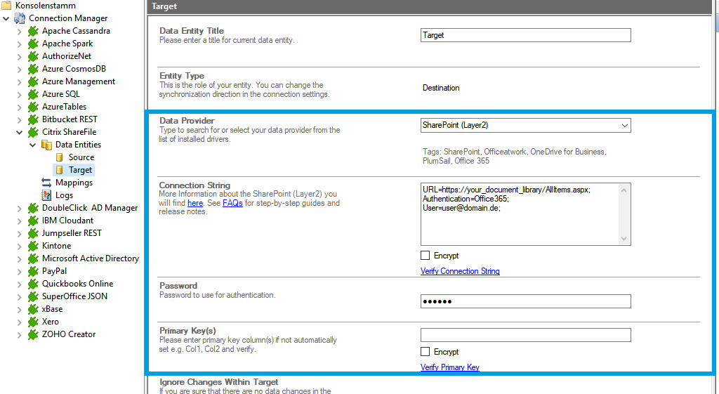 Step 3 Citrix ShareFile integration target setup