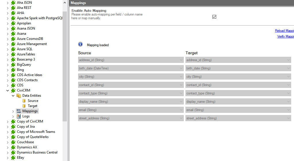 Mapping in the Layer2 Cloud Connector for CiviCRM data integration