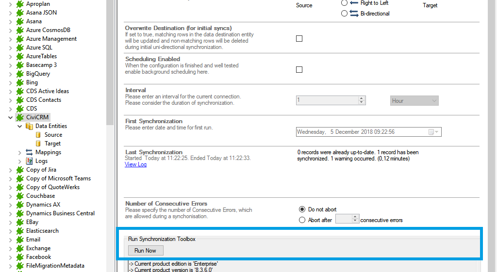 Start the data integration of CiviCRM