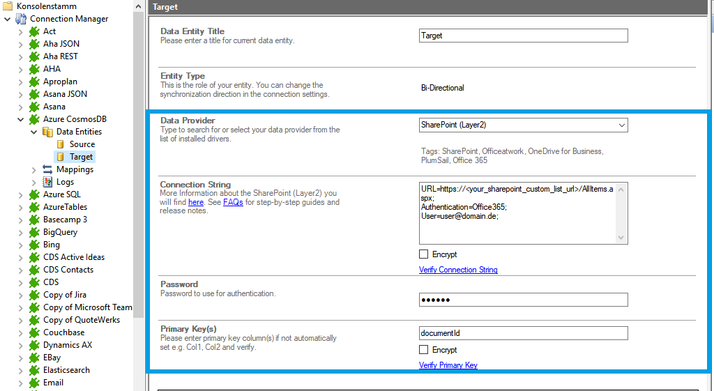 Step 3 CosmosDB integration target setup