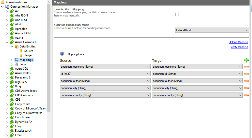 Step 4 CosmosDB integration mapping