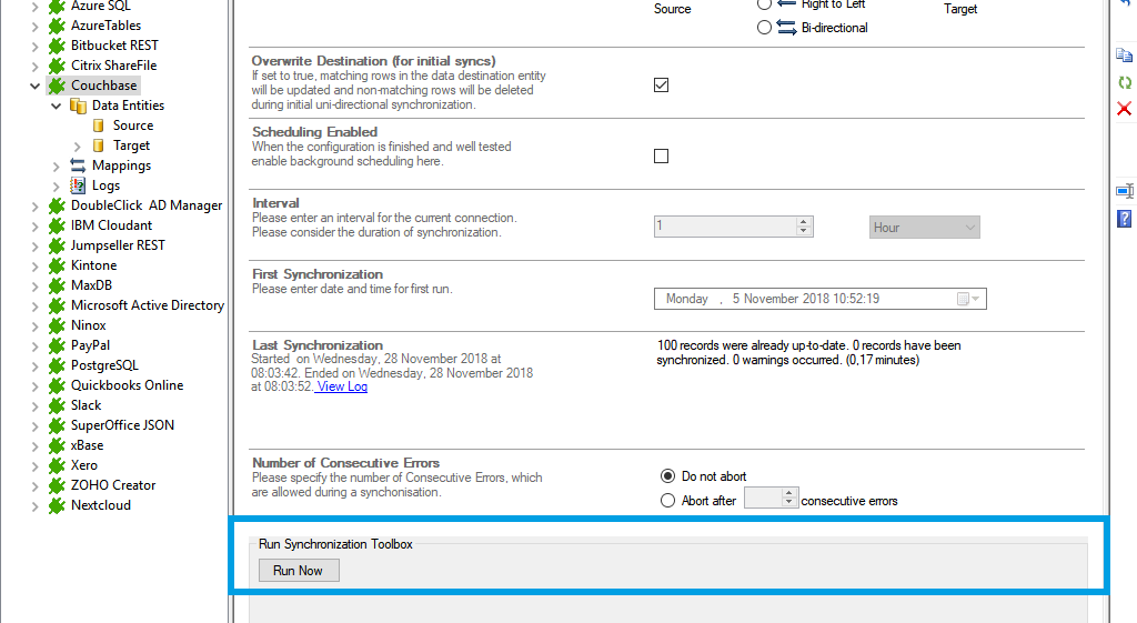 Start the data integration of Couchbase