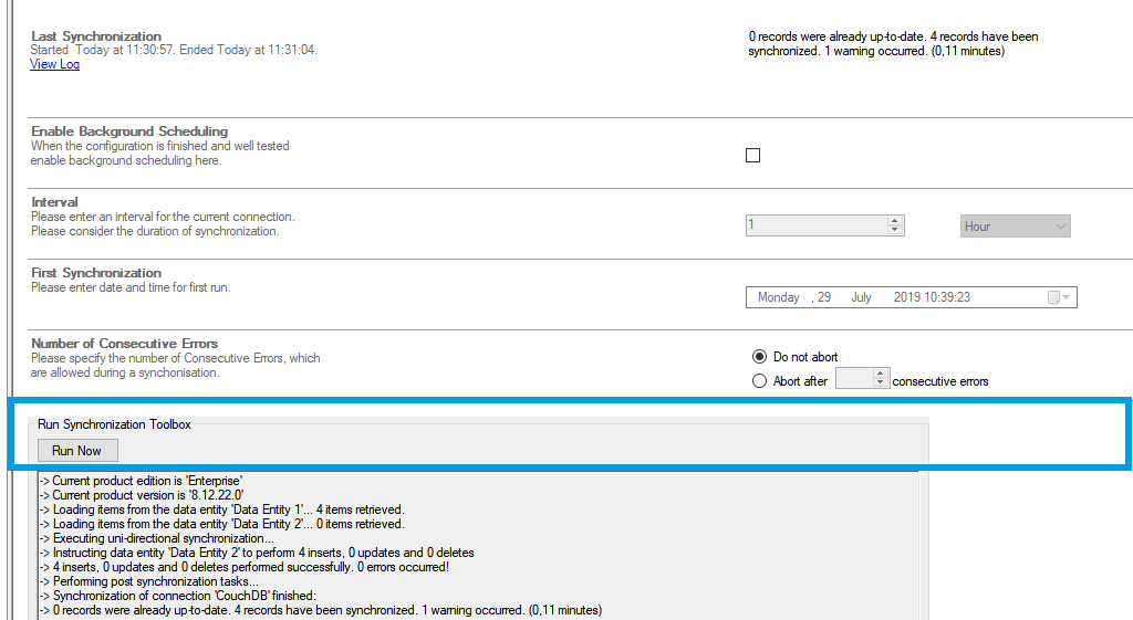 Start the data integration of couchdb