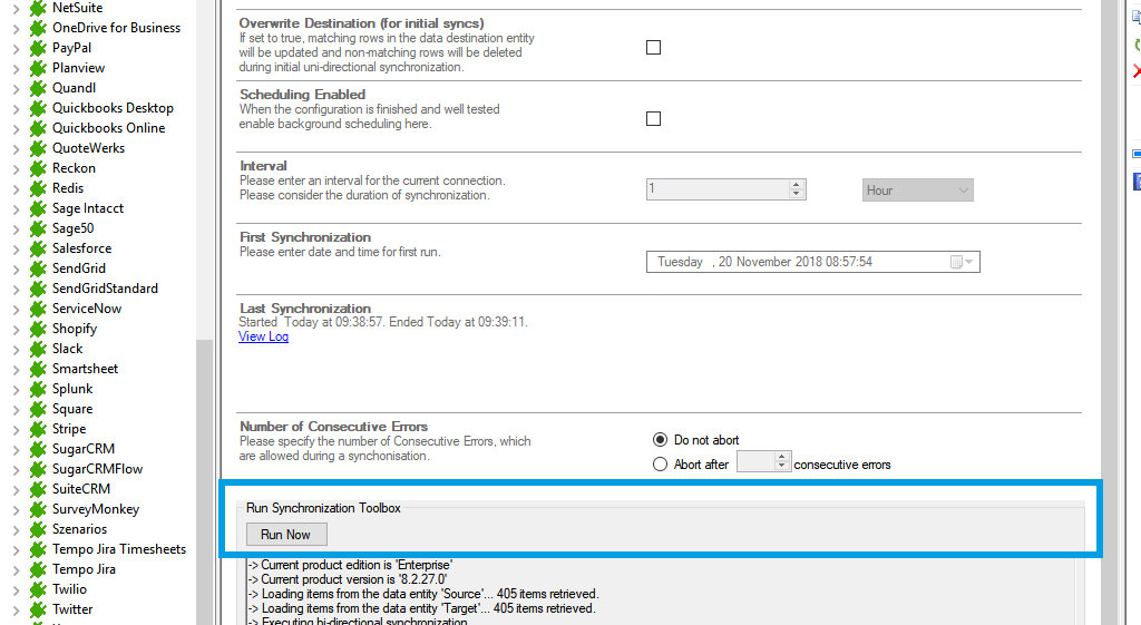 Step 5 Dynamics 365 Business Central data integration start