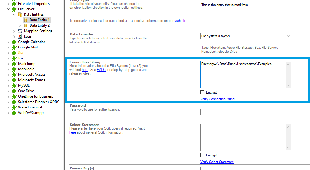 Step 2 File Server integration source setup