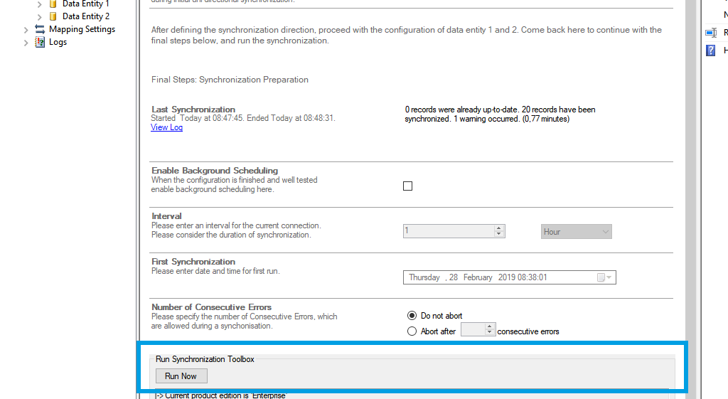 Step 5 File Server data integration start