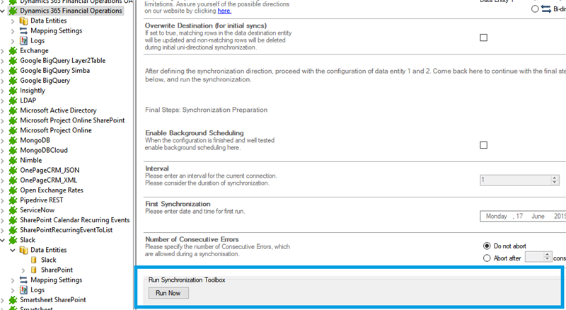 Step 5 Run Financial Operations integration