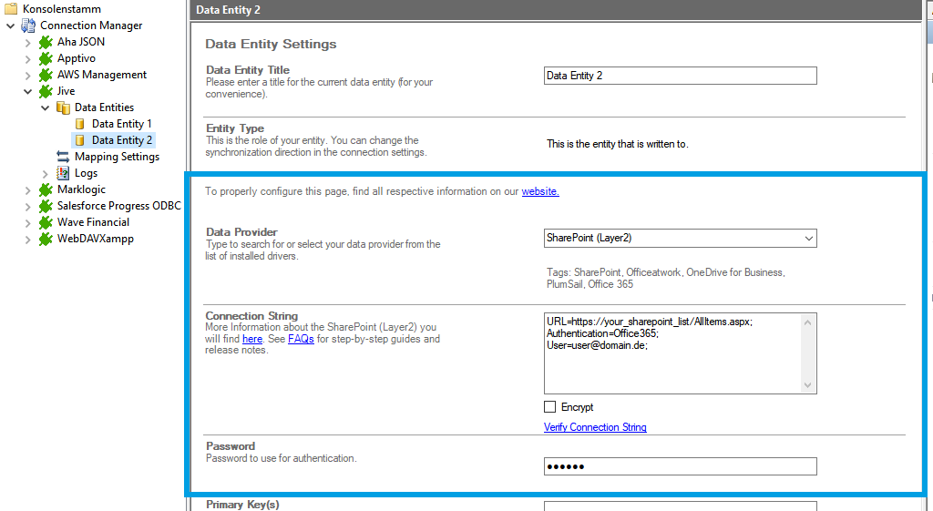 Target setup for jive integration in the Layer2 Cloud Connector