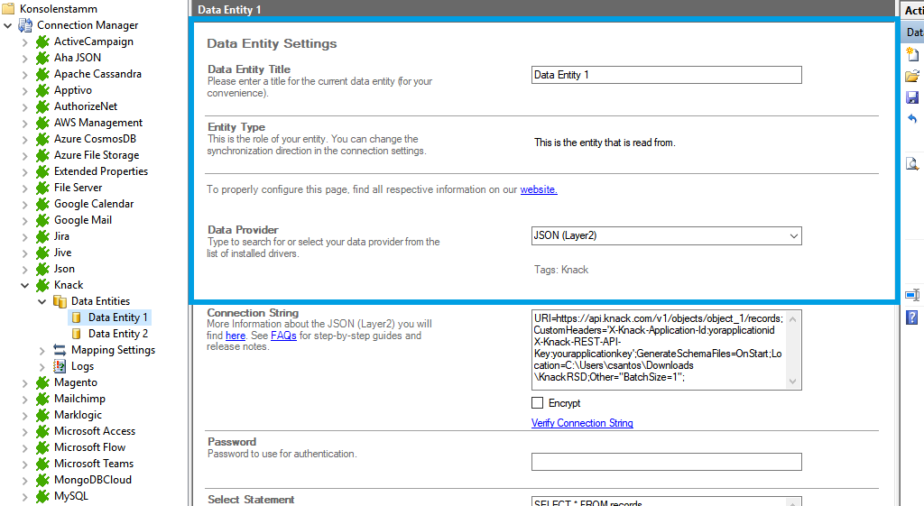 Source setup for Knack integration in the Layer2 Cloud Connector