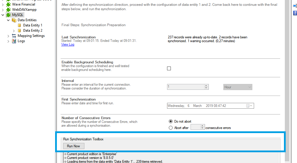 Step 5 MySQL data integration start.png