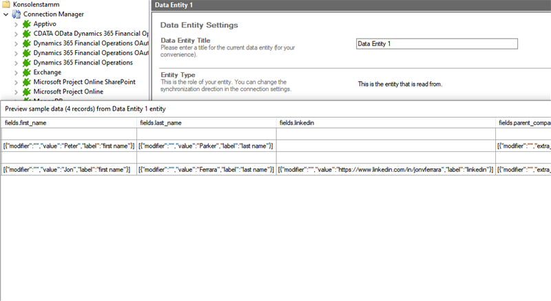 Preview data of Nimble integration