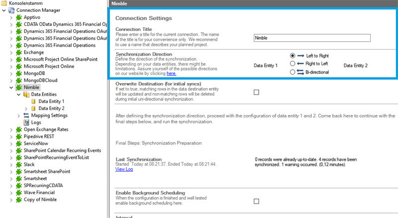 Step 1 Nimble connection setup