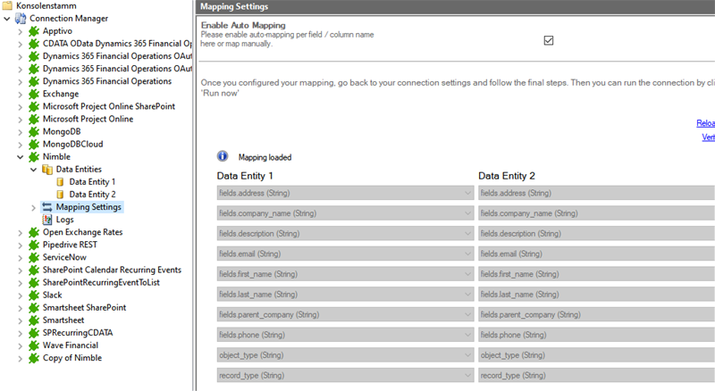 Step 4 Nimble integration mapping