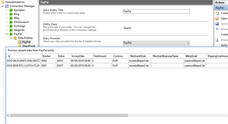 Preview data of preview integration