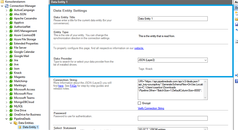 Source setup for PipelineDeals integration in the Layer2 Cloud Connector