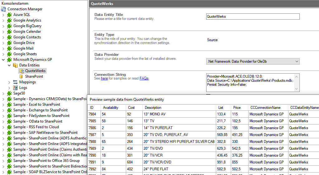 Preview data 