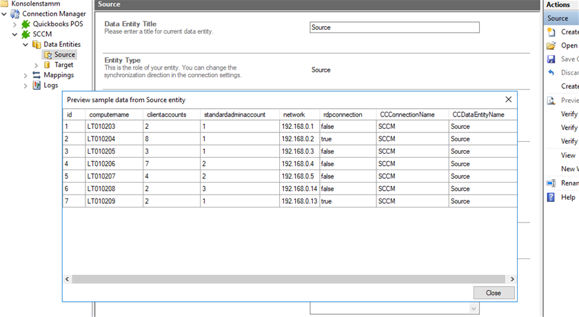 Preview data of SSCM integration