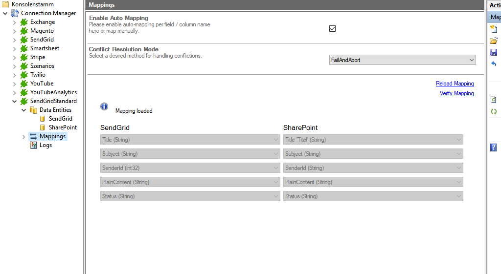 Mapping in the Layer2 Cloud Connector for SendGrid data integration