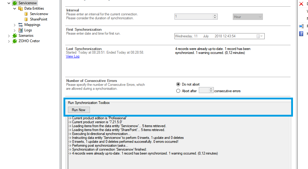 Run the ServiceNow integration via Layer2 Cloud Connector