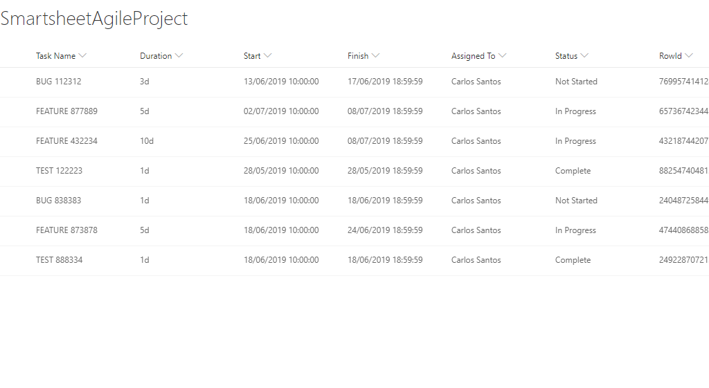 Finished Smartsheet integration