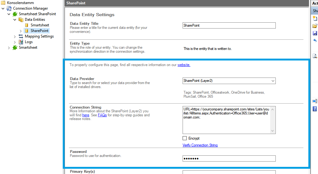 Target setup for smartsheet integration in the Layer2 Cloud Connector