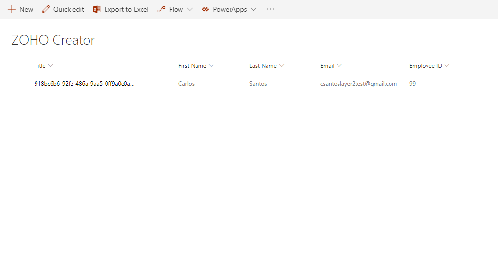 Example: Zoho Creator data in SharePoint